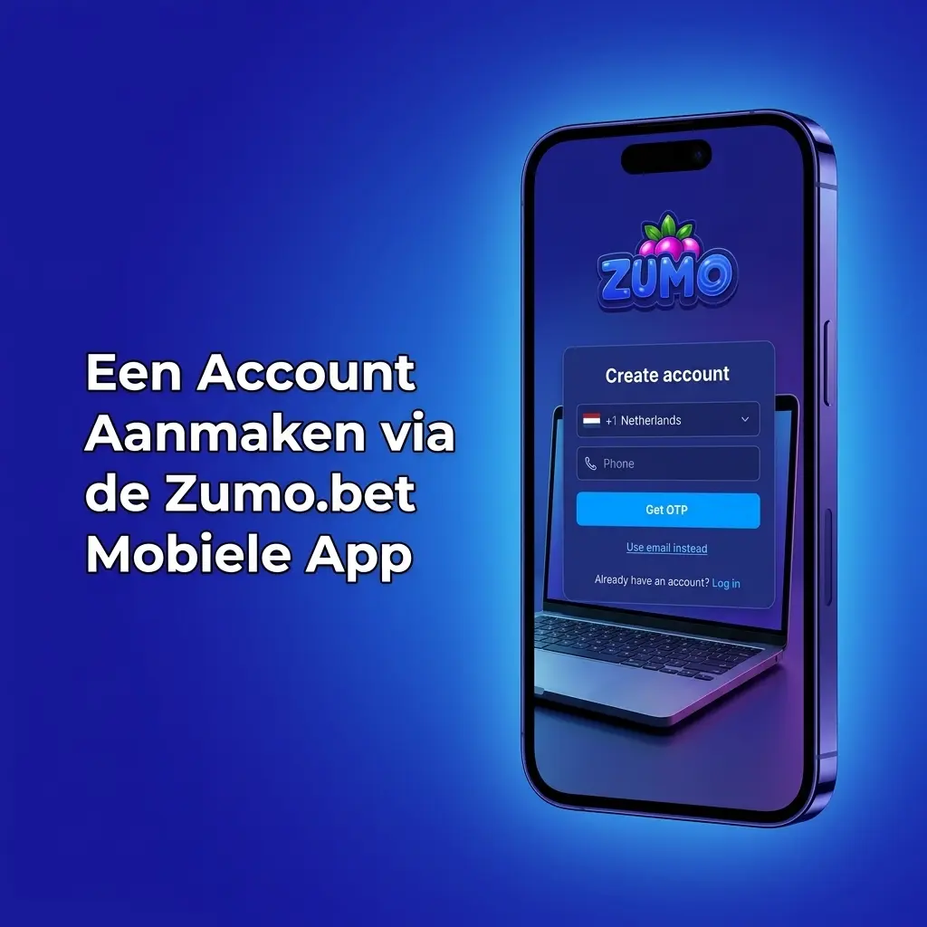 Account aanmaken via Zumo.bet mobiele app met registratieformulier en welkomstbonus van 150% tot EUR 1500