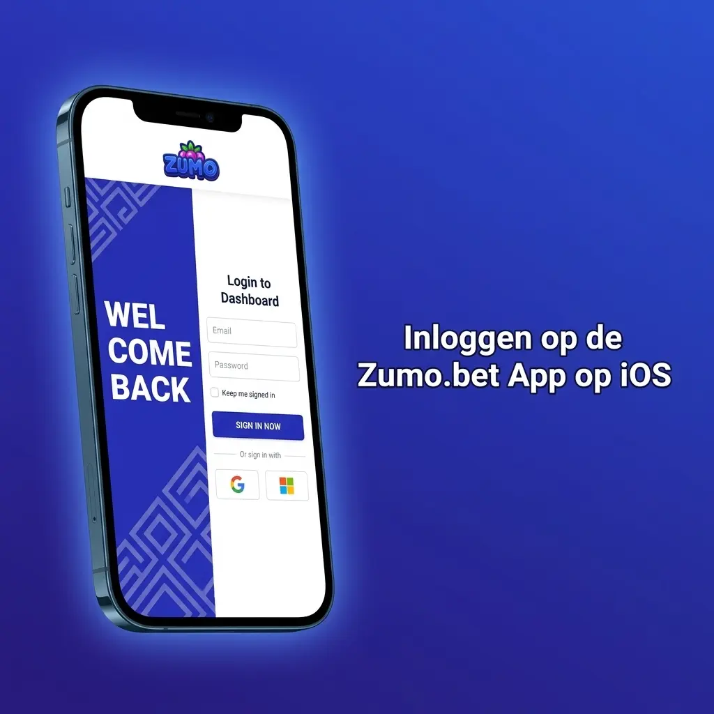 Inloggen op de Zumo.bet app op iOS met e-mailadres en wachtwoord via het inlogscherm