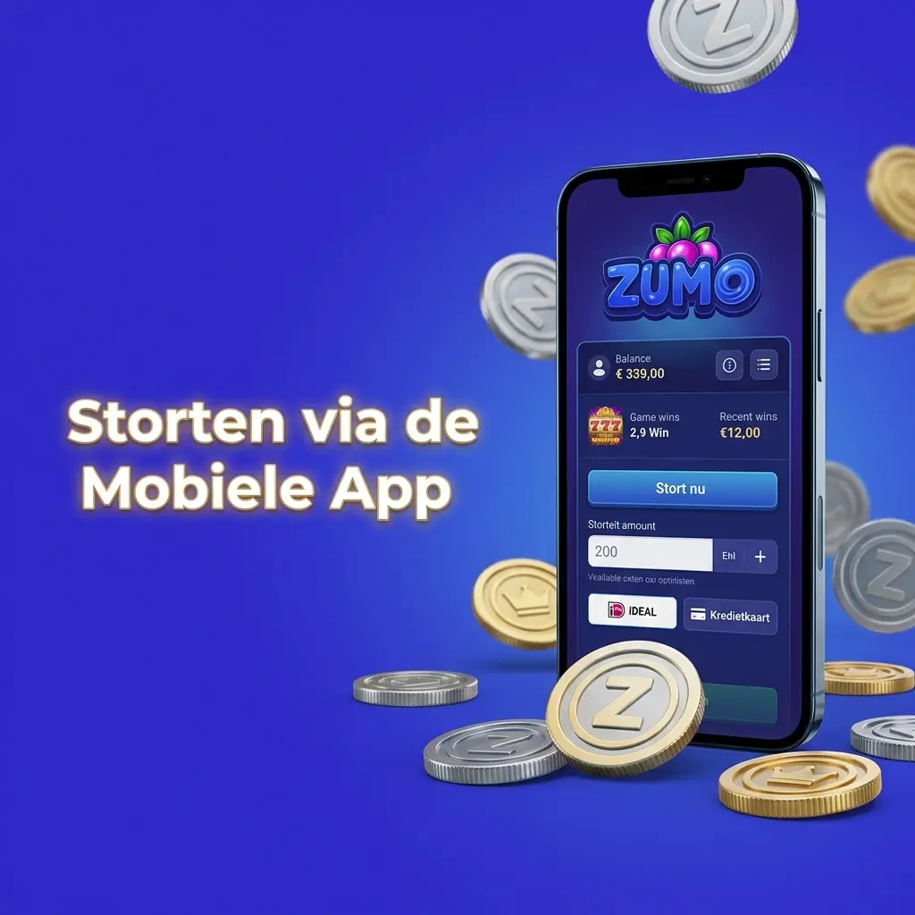 Storten via Zumo.bet mobiele app met iDEAL of Visa in eenvoudige stappen, minimaal EUR 10